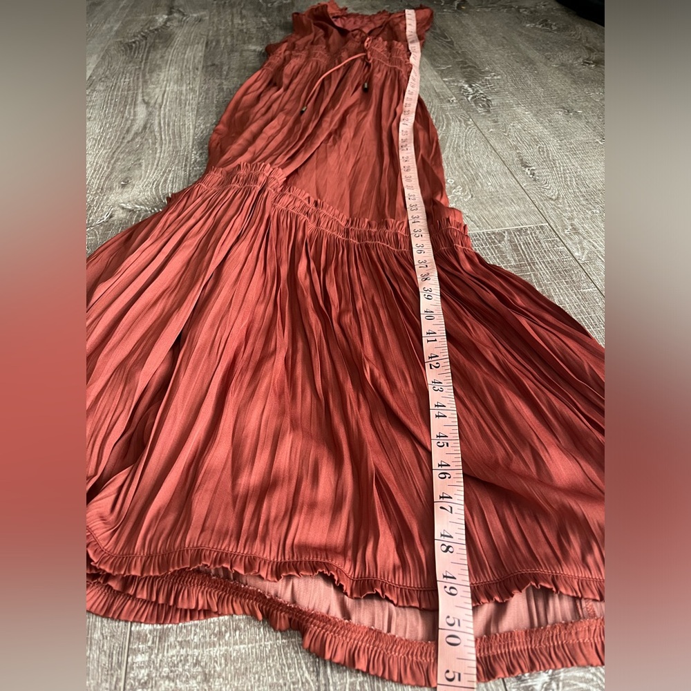 Anthropologie Tiered Halter Dress Pleated Ruffled Smocked Waist Size 14 - Picture 8 of 8